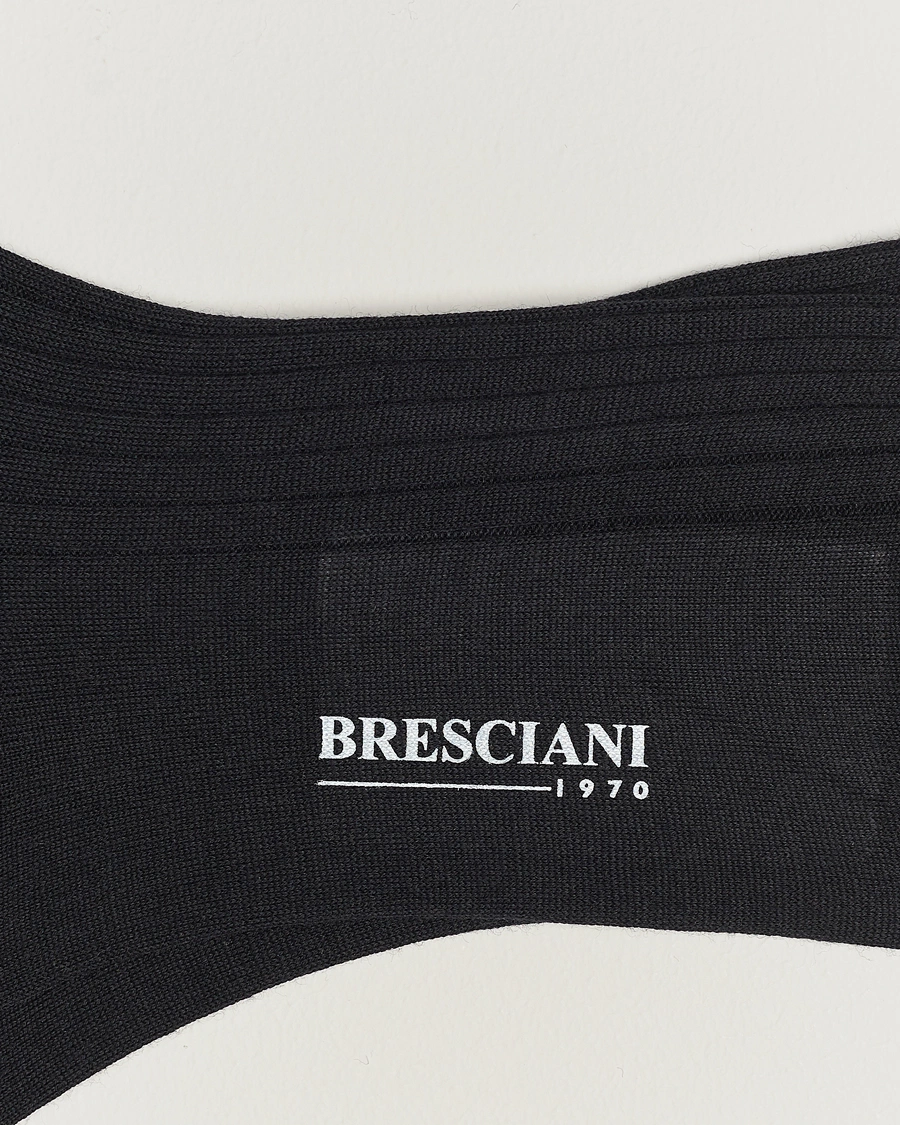 Homme | Chaussettes Quotidiennes | Bresciani | Wool/Nylon Ribbed Short Socks Black