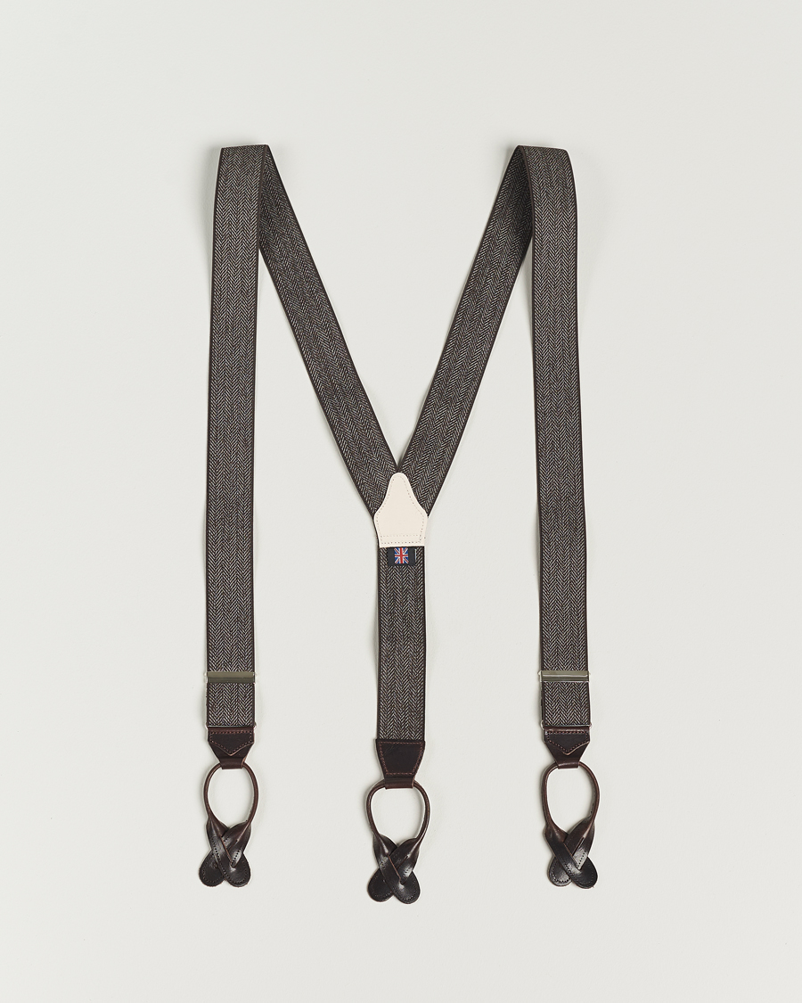 Homme | Albert Thurston Elastic Herringbone Braces 35mm Brown | Albert Thurston | Elastic Herringbone Braces 35mm Brown