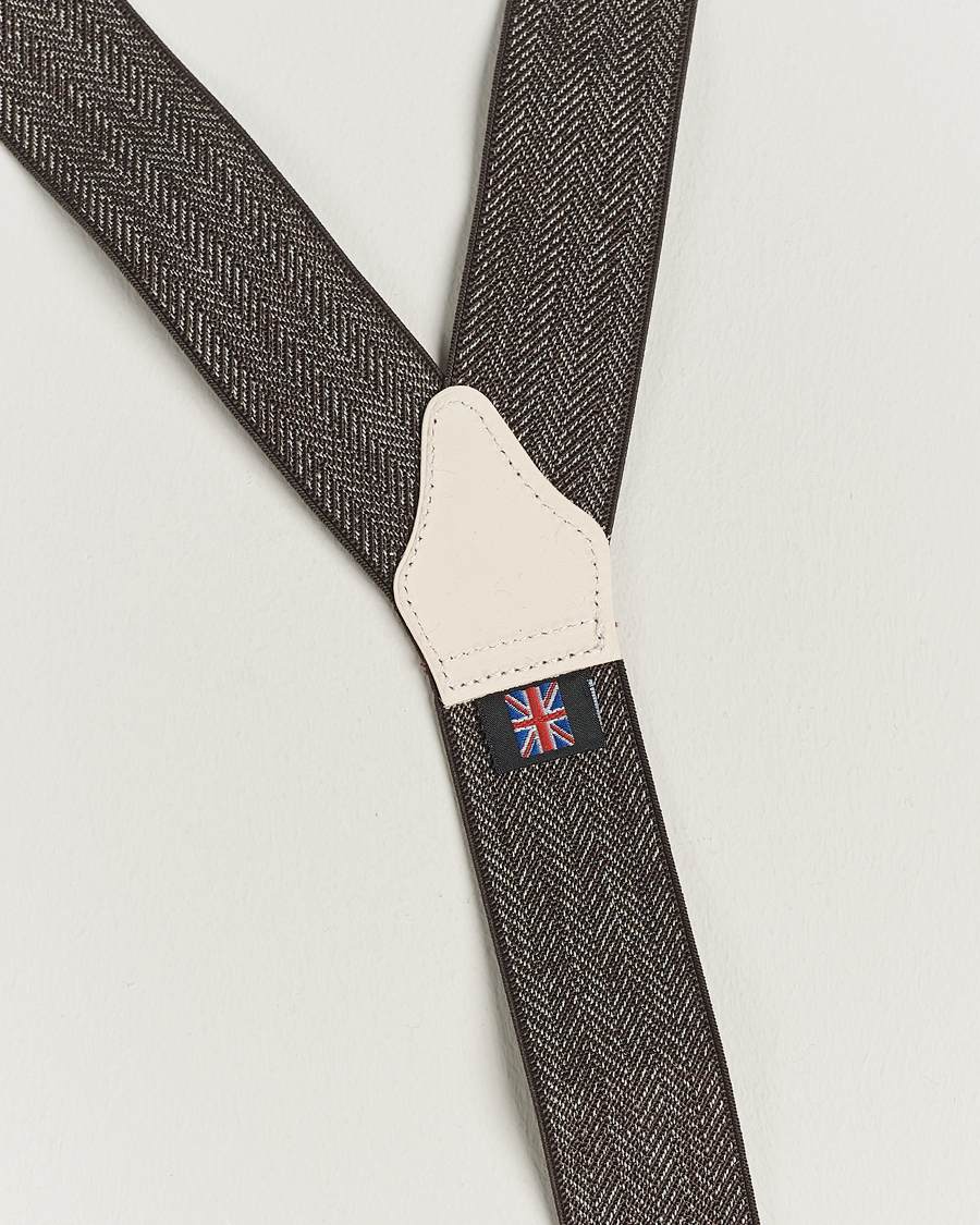Homme | Albert Thurston Elastic Herringbone Braces 35mm Brown | Albert Thurston | Elastic Herringbone Braces 35mm Brown