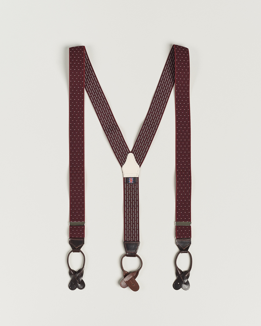 Homme | Albert Thurston Elastic Dot Braces 35mm Wine | Albert Thurston | Elastic Dot Braces 35mm Wine