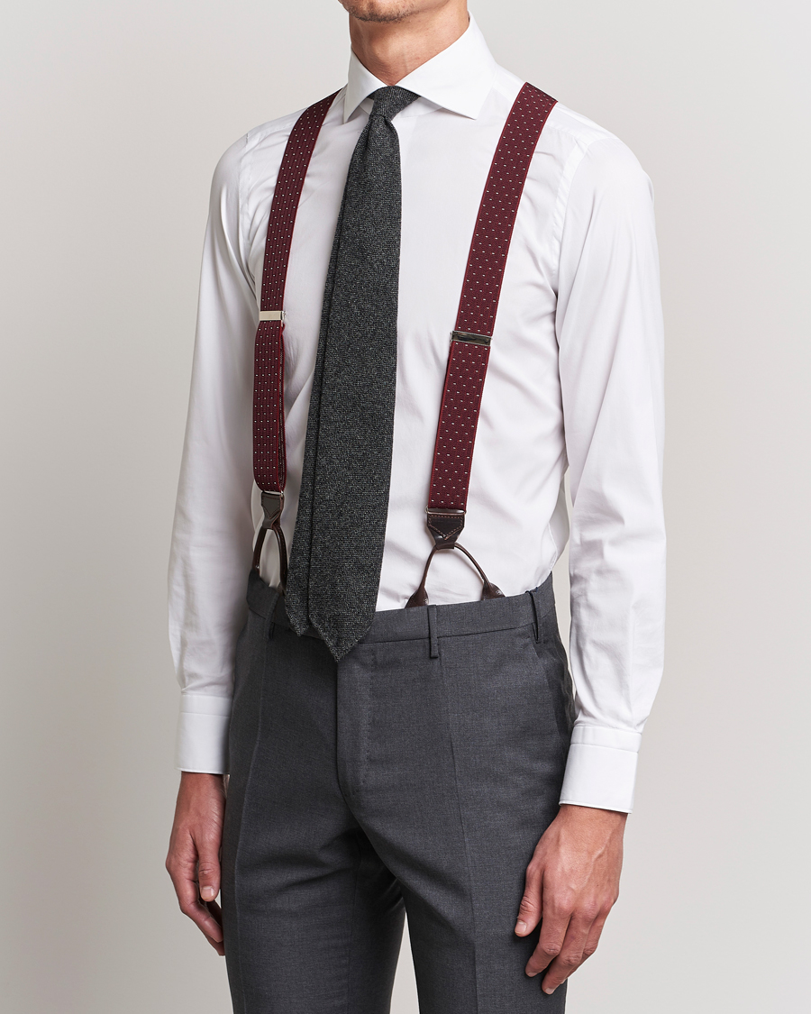 Homme | Stylesegment formal | Albert Thurston | Elastic Dot Braces 35mm Wine 