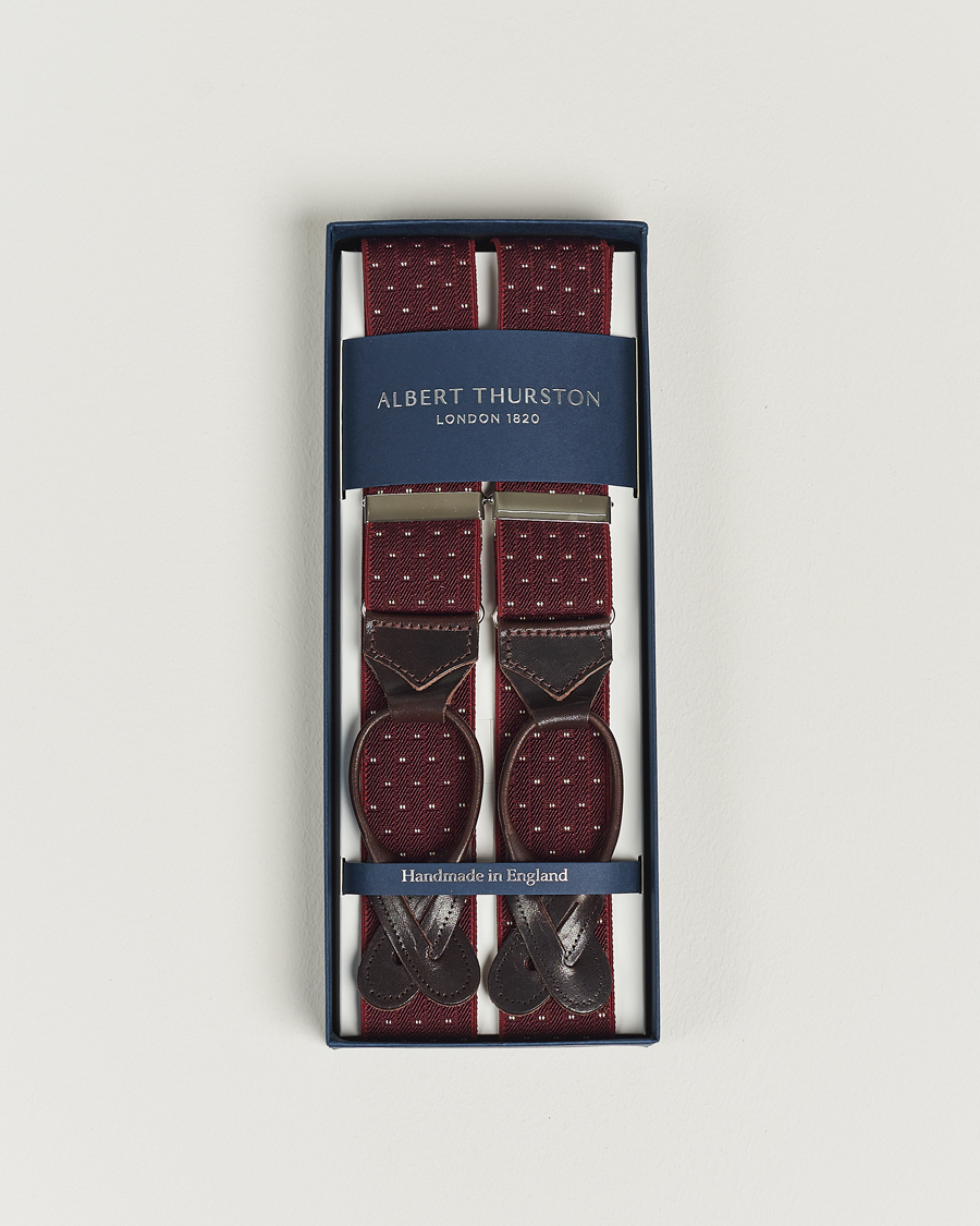 Homme | Albert Thurston Elastic Dot Braces 35mm Wine | Albert Thurston | Elastic Dot Braces 35mm Wine