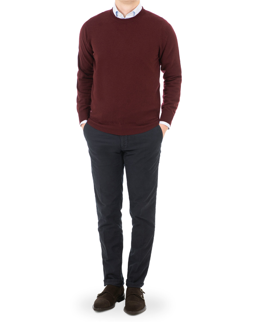Homme | Pulls Et Tricots | Piacenza Cashmere | Cashmere Crew Neck Sweater Burgundy