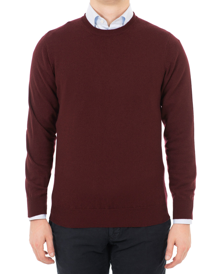 Homme | Pulls Et Tricots | Piacenza Cashmere | Cashmere Crew Neck Sweater Burgundy
