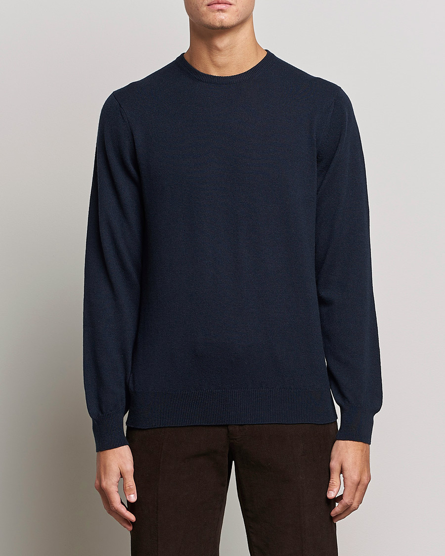 Homme | Formal Wear | Piacenza Cashmere | Cashmere Crew Neck Sweater Navy