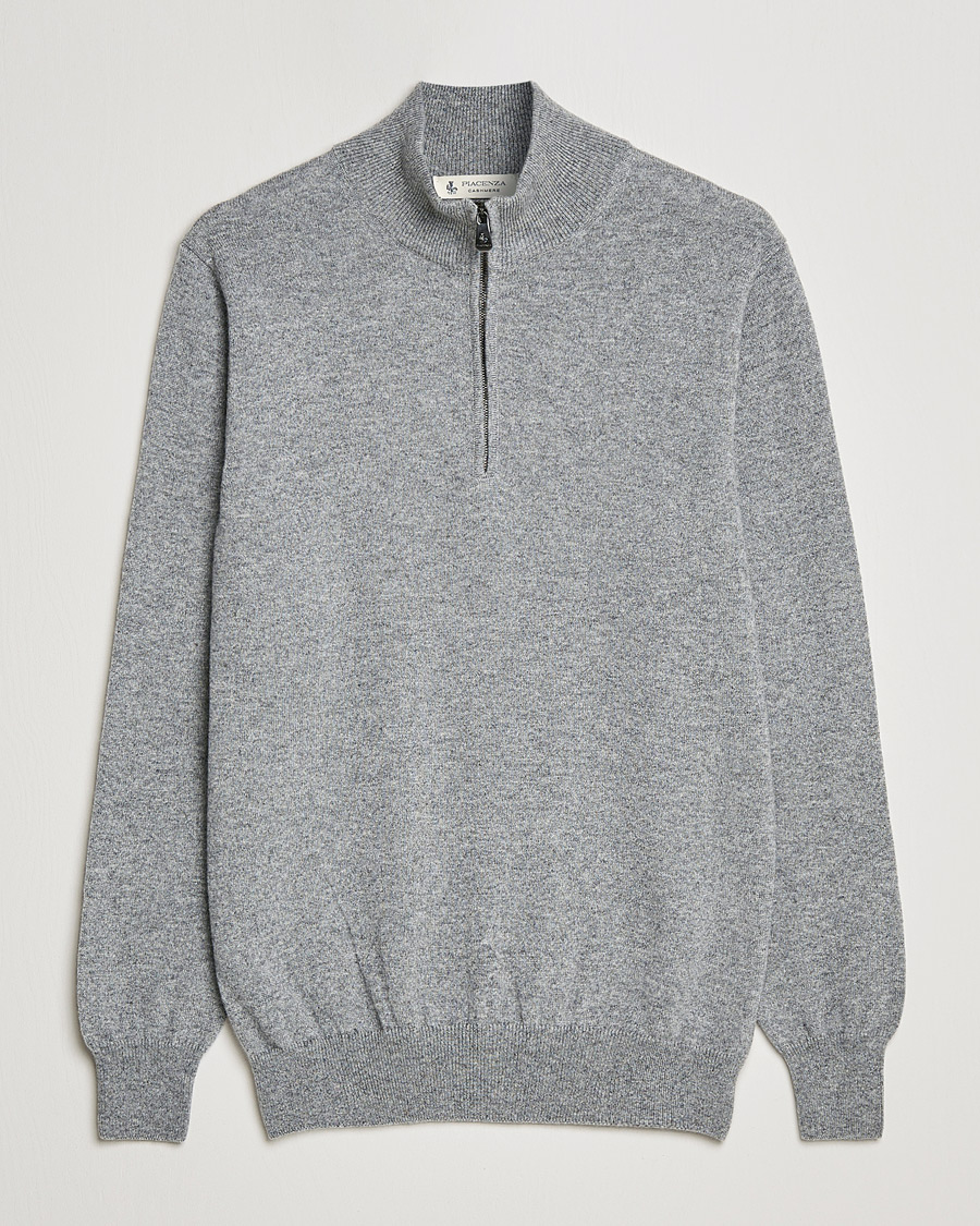 Homme | Pulls Et Tricots | Piacenza Cashmere | Cashmere Half Zip Sweater Light Grey