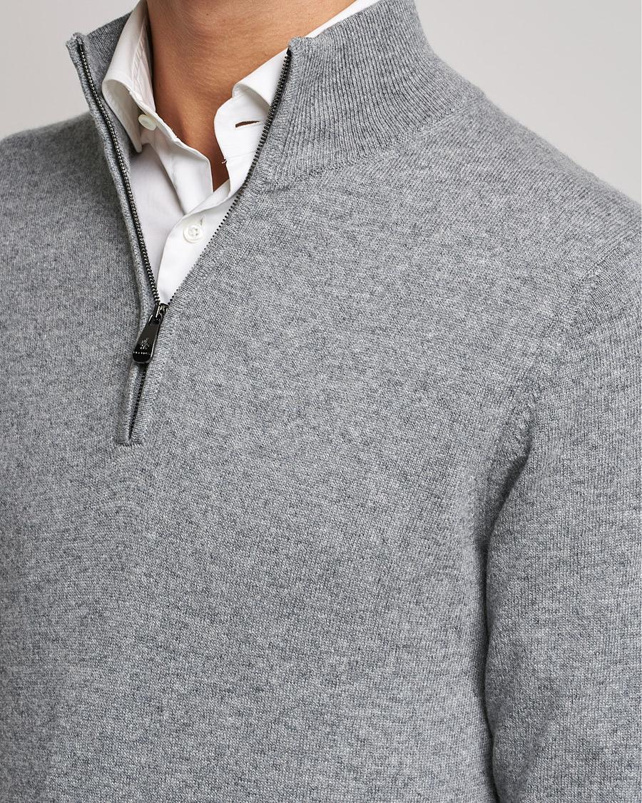 Homme | Pulls Et Tricots | Piacenza Cashmere | Cashmere Half Zip Sweater Light Grey