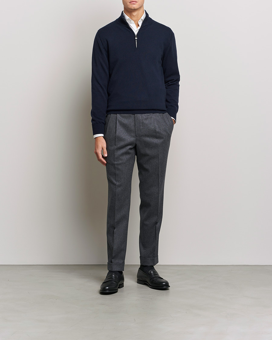 Homme | Pulls Et Tricots | Piacenza Cashmere | Cashmere Half Zip Sweater Navy
