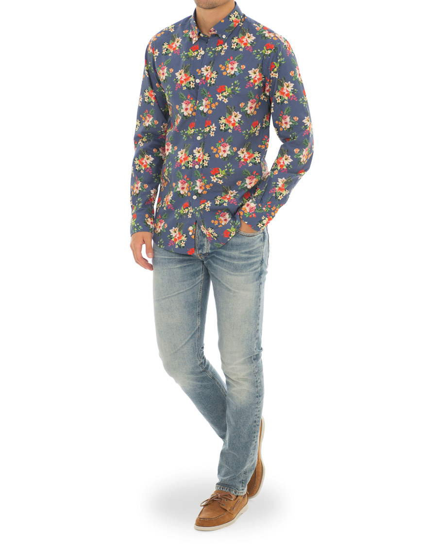 Homme | Chemises | Morris | Dan Button Down Flower Shirt Blue