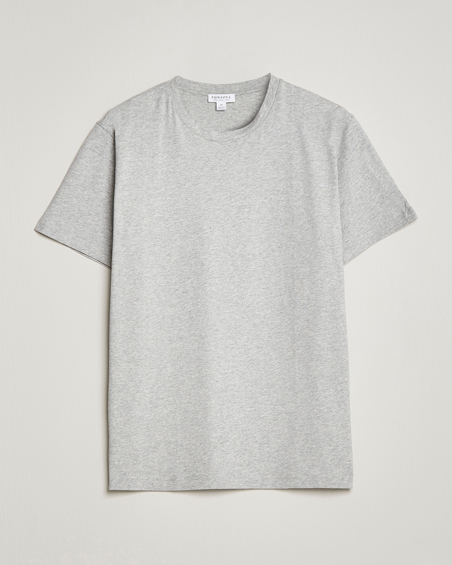 Homme | T-shirts | Sunspel | Riviera Midweight T-Shirt Grey Melange
