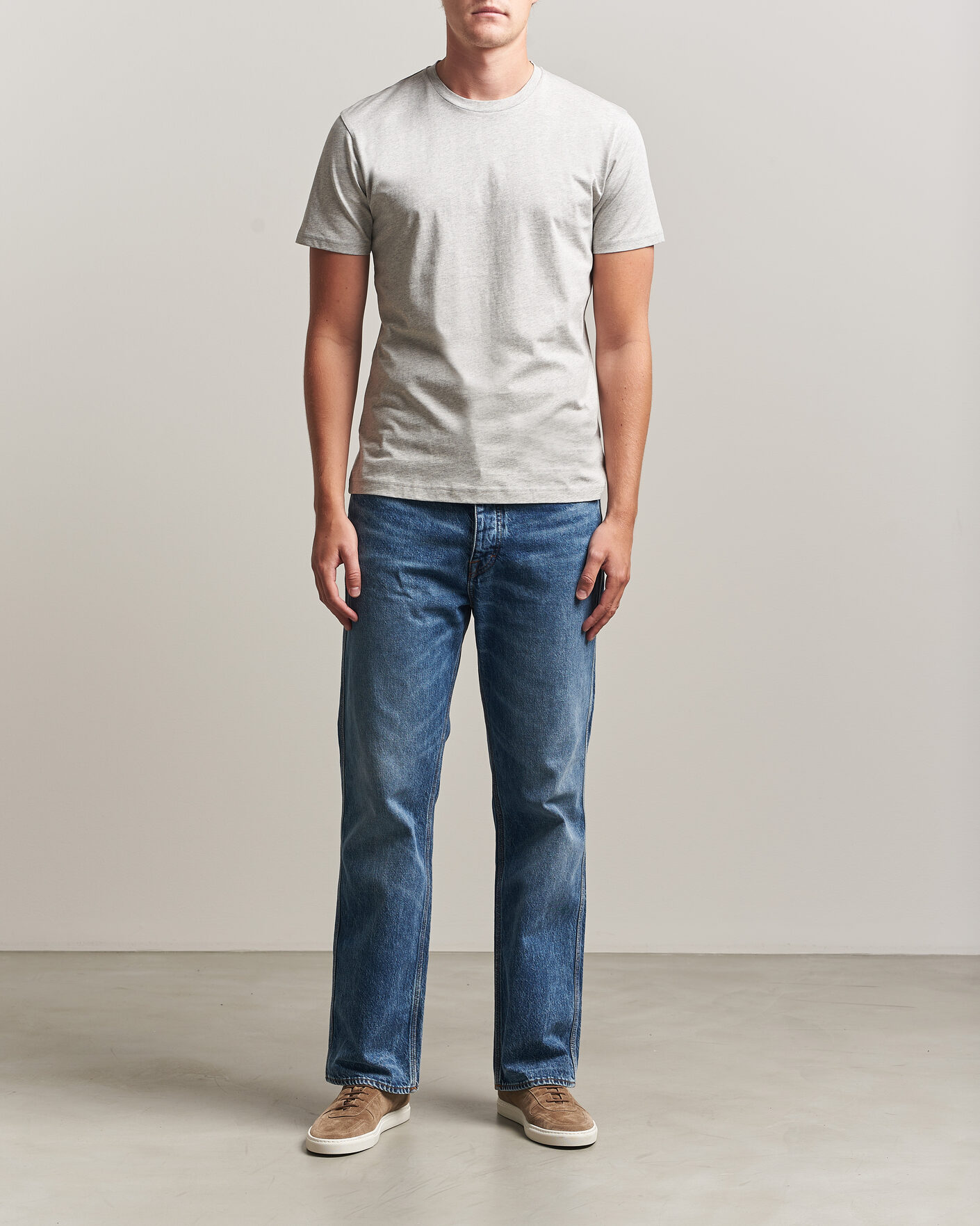 Homme | T-shirts | Sunspel | Riviera Midweight T-Shirt Grey Melange