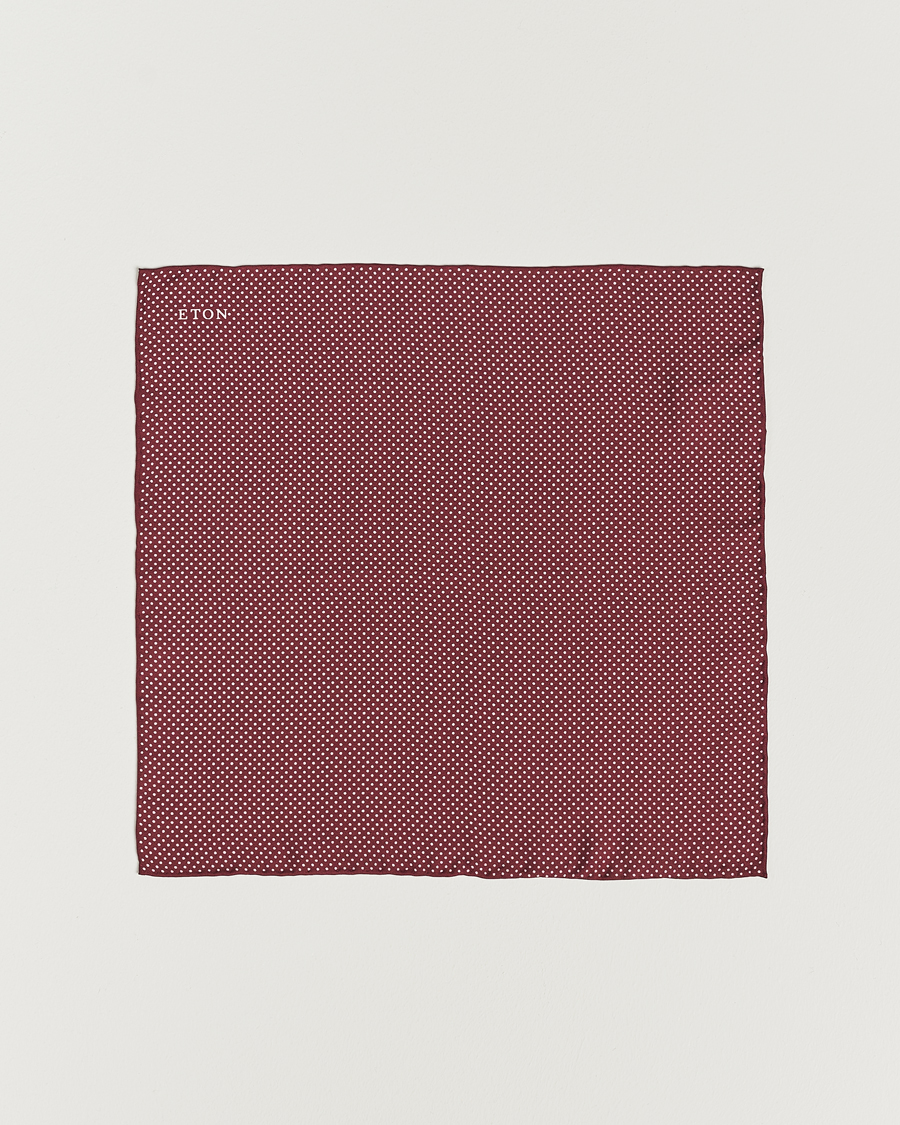 Homme | Pochettes De Costume | Eton | Silk Polka Dot Pocket Square Wine