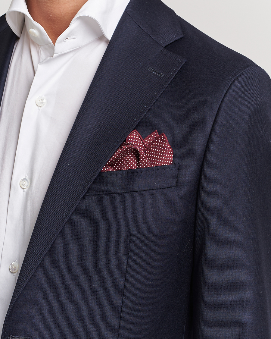 Homme | Pochettes De Costume | Eton | Silk Polka Dot Pocket Square Wine