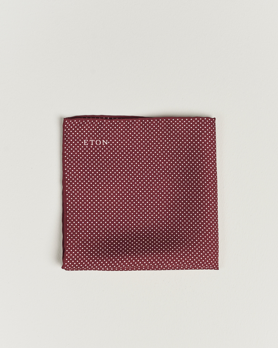 Homme | Pochettes De Costume | Eton | Silk Polka Dot Pocket Square Wine