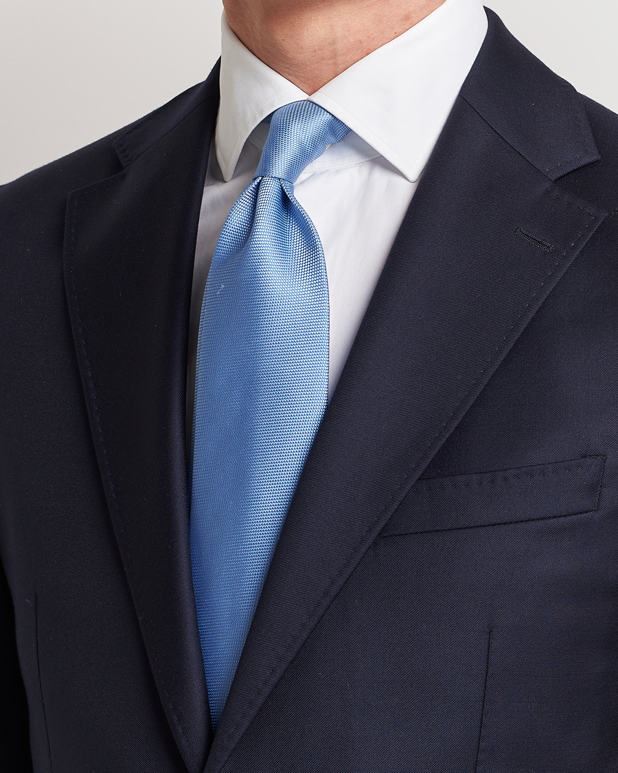 Homme | Cravates | Eton | Silk Basket Weave Tie Light Blue
