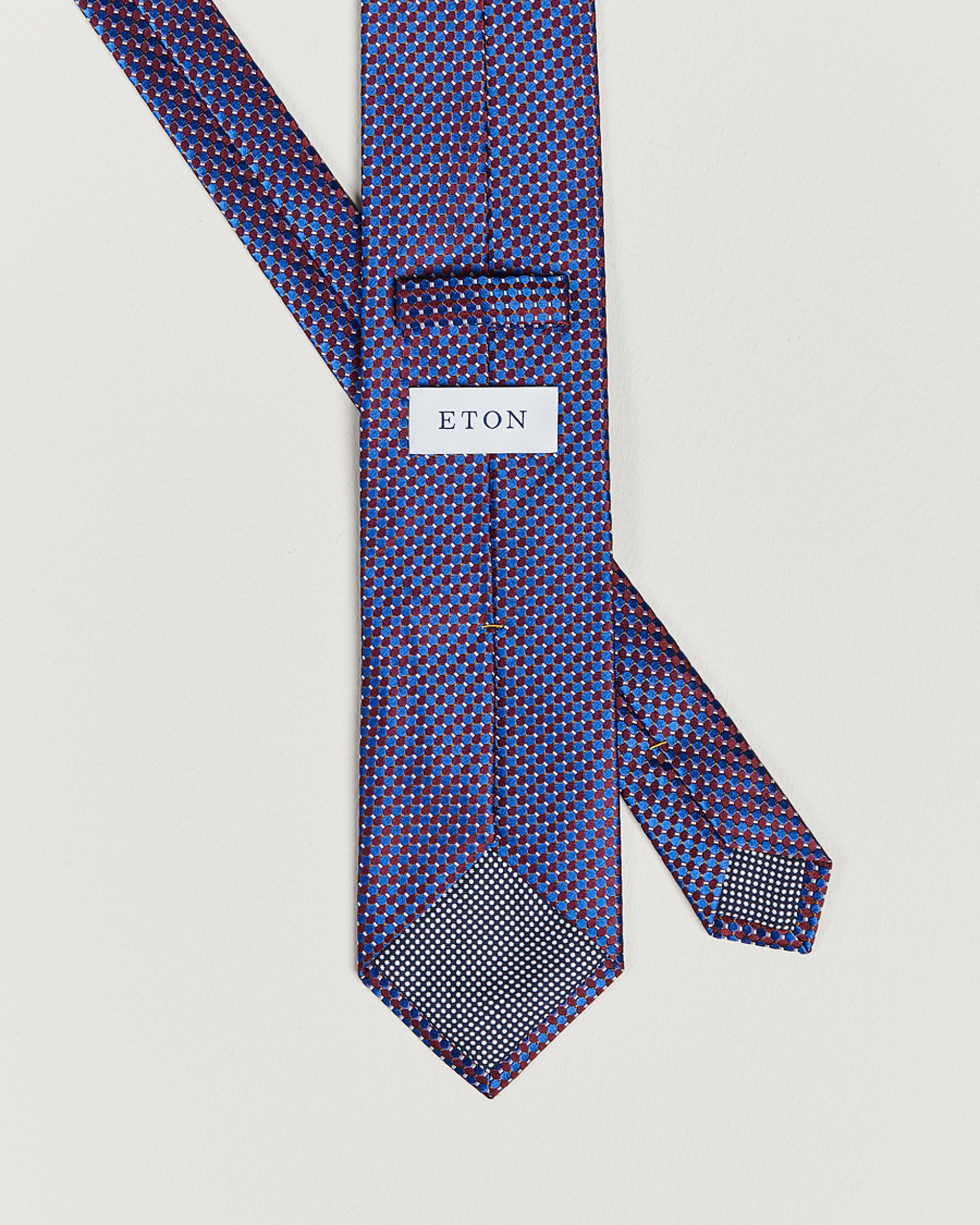 Homme | Eton Silk Geometric Weave Tie Blue/Red | Eton | Silk Geometric Weave Tie Blue/Red