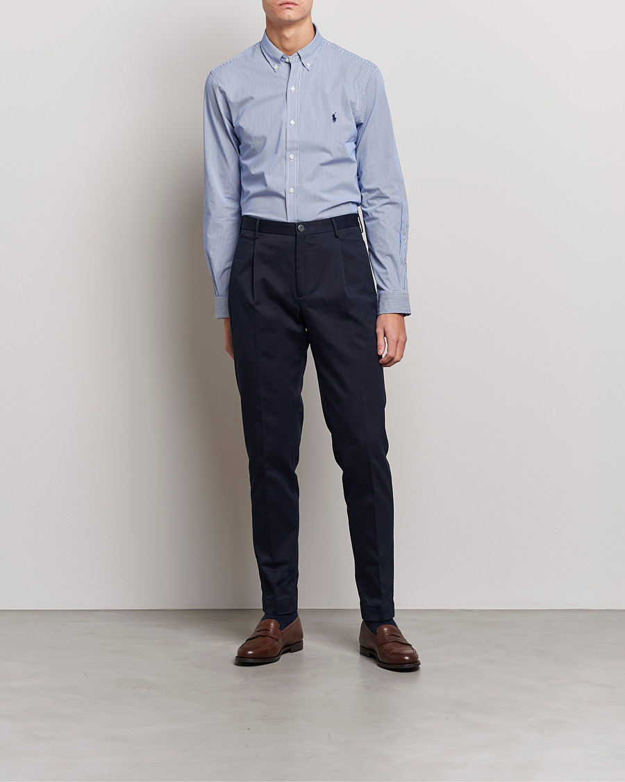 Homme | Chemises | Polo Ralph Lauren | Slim Fit Thin Stripe Poplin Shirt Blue/White