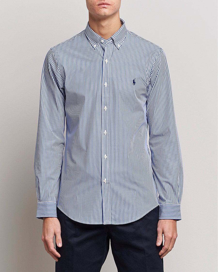 Homme | Chemises Décontractées | Polo Ralph Lauren | Slim Fit Big Stripe Poplin Shirt Blue/White