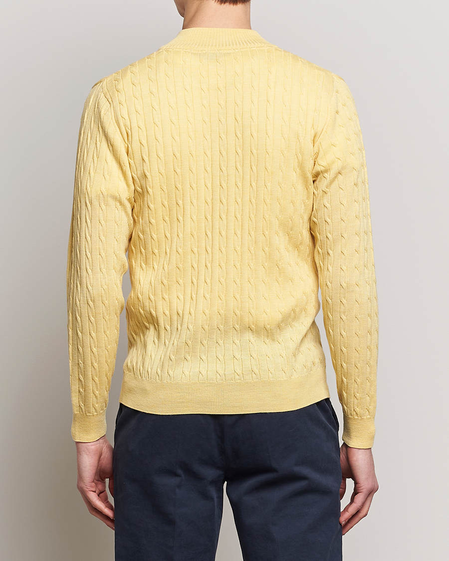 Homme | Pulls Et Tricots | Stenströms | Merino Cable Half Zip Yellow