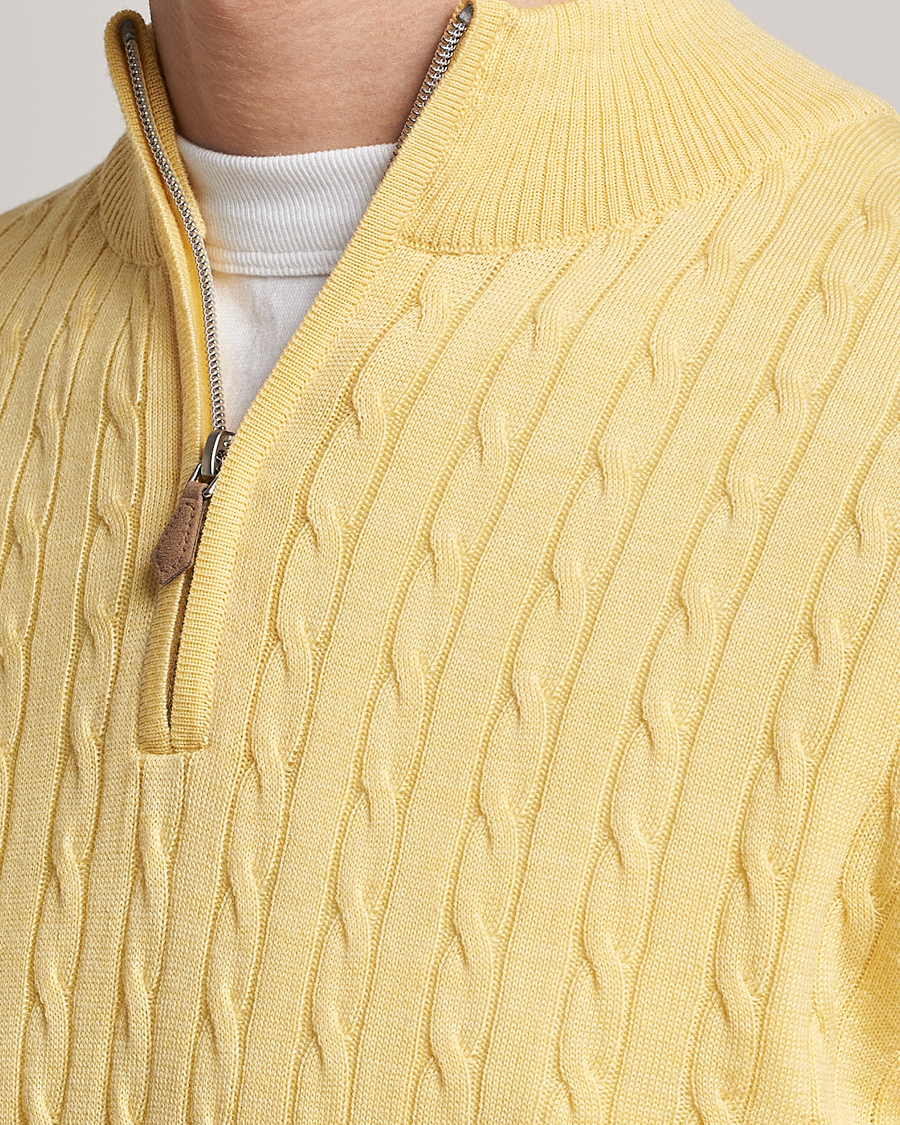 Homme | Pulls Et Tricots | Stenströms | Merino Cable Half Zip Yellow