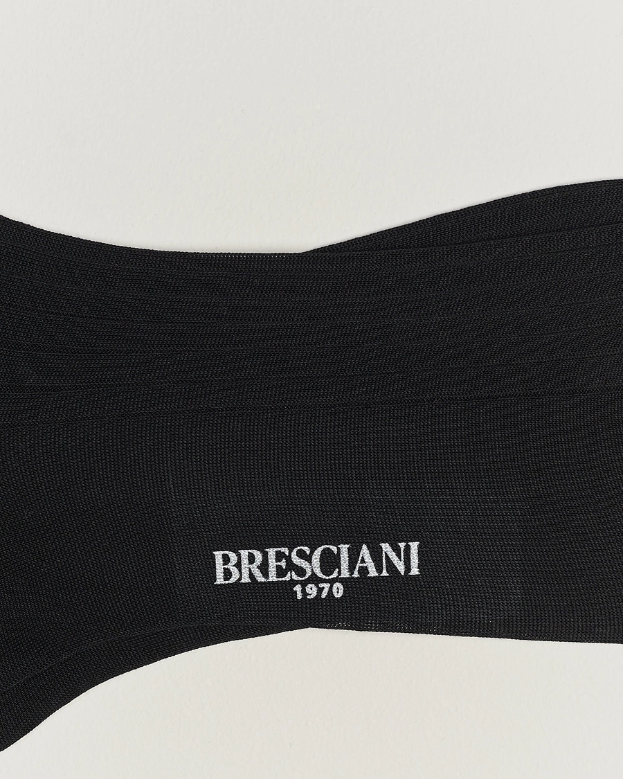 Homme | Italian Department | Bresciani | Cotton Ribbed Short Socks Black