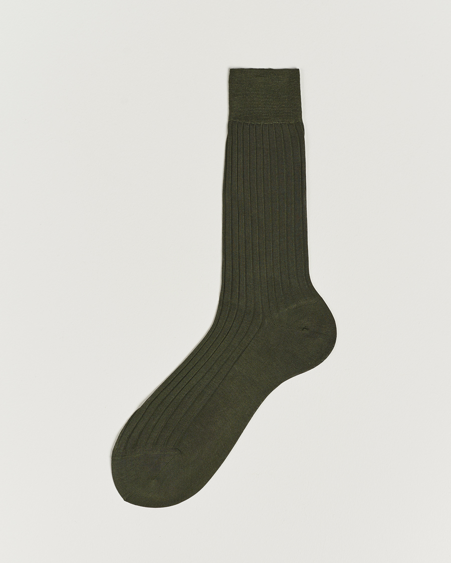 Homme | Sous-Vêtements Et Chaussettes | Bresciani | Cotton Ribbed Short Socks Olive Green
