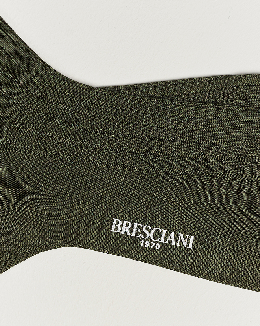 Homme | Sous-Vêtements Et Chaussettes | Bresciani | Cotton Ribbed Short Socks Olive Green