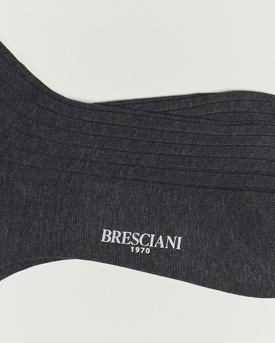 Homme |  | Bresciani | Cotton Ribbed Short Socks Grey Melange