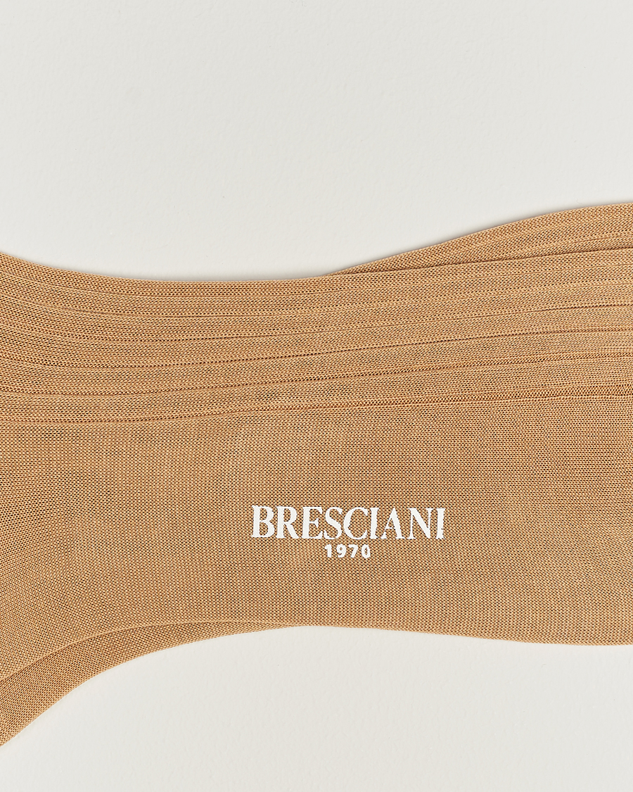 Homme | Chaussettes Quotidiennes | Bresciani | Cotton Ribbed Short Socks Light Khaki