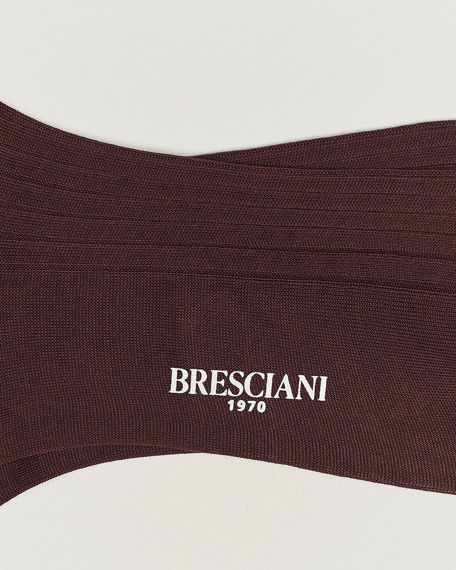 Homme |  | Bresciani | Cotton Ribbed Short Socks Burgundy