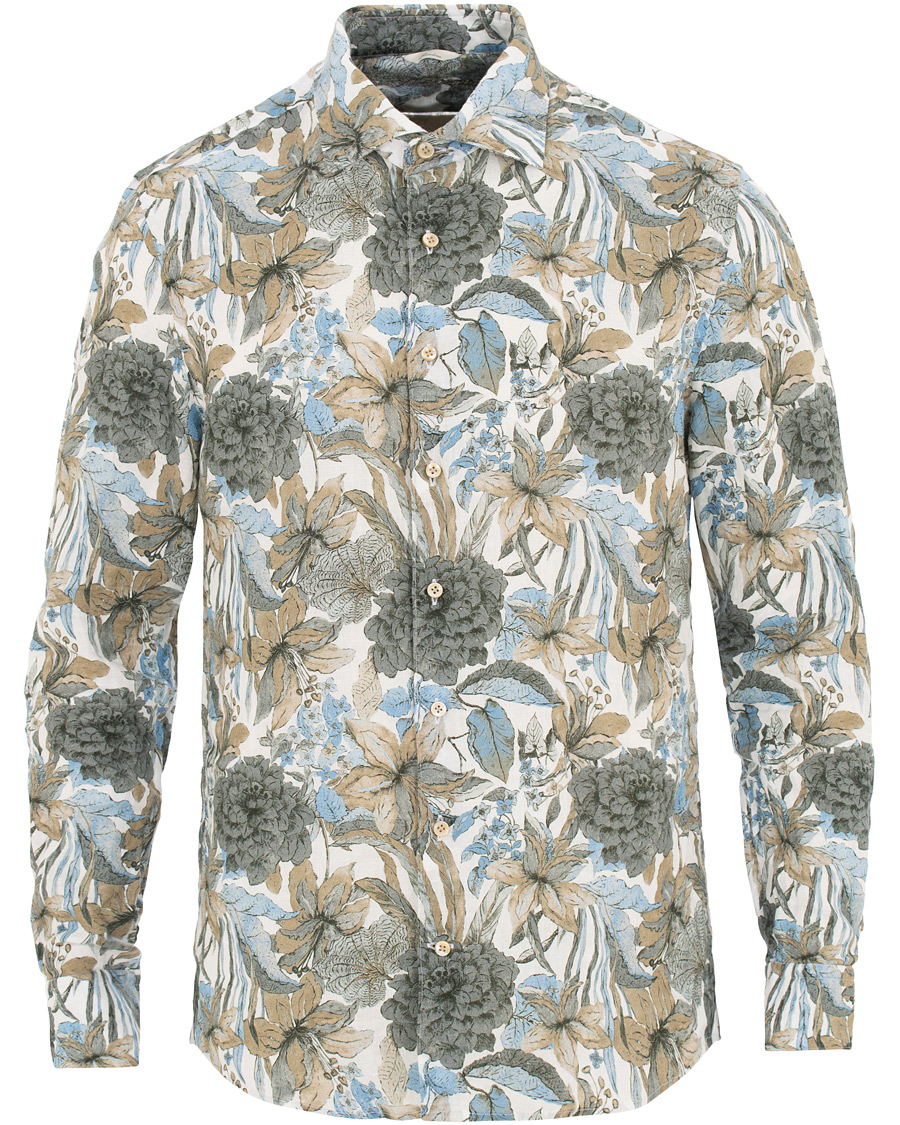 Homme | Chemises | Stenströms | Slimline Printed Flower Shirt White