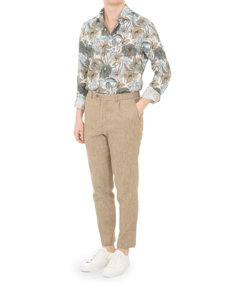 Homme | Chemises | Stenströms | Slimline Printed Flower Shirt White