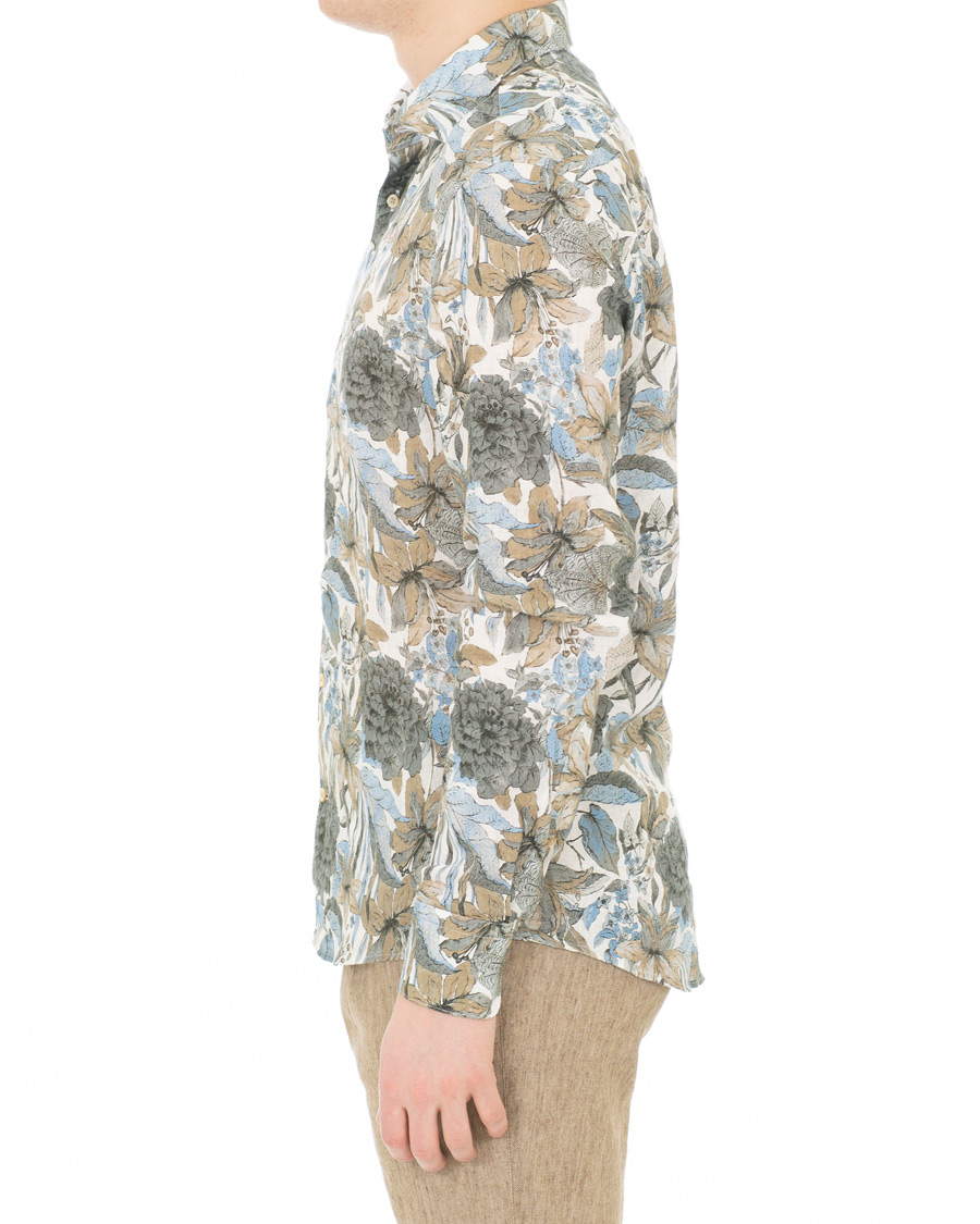 Homme | Chemises | Stenströms | Slimline Printed Flower Shirt White