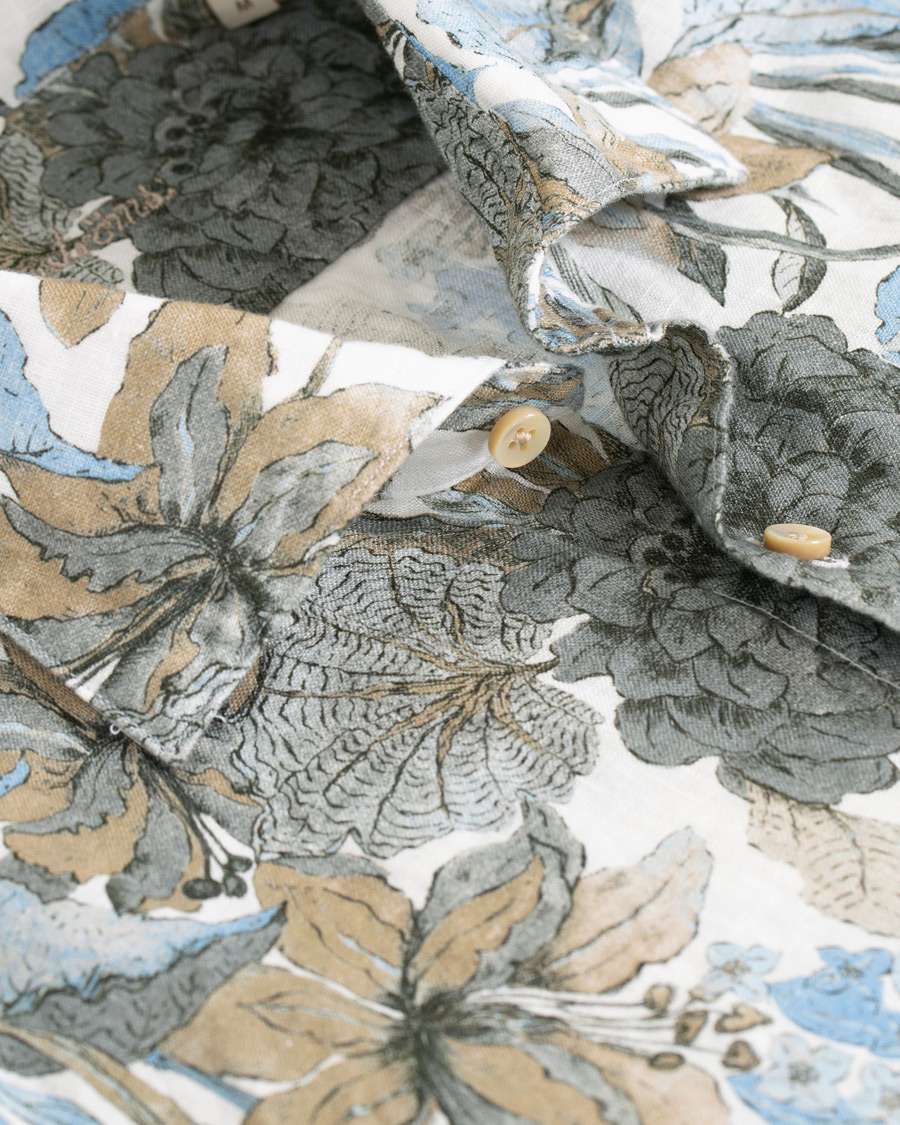 Homme | Chemises | Stenströms | Slimline Printed Flower Shirt White