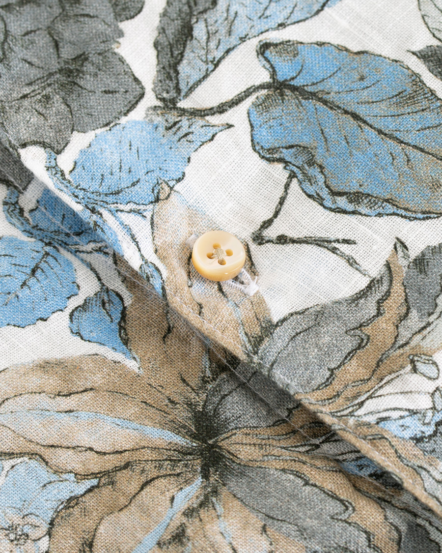 Homme | Chemises | Stenströms | Slimline Printed Flower Shirt White