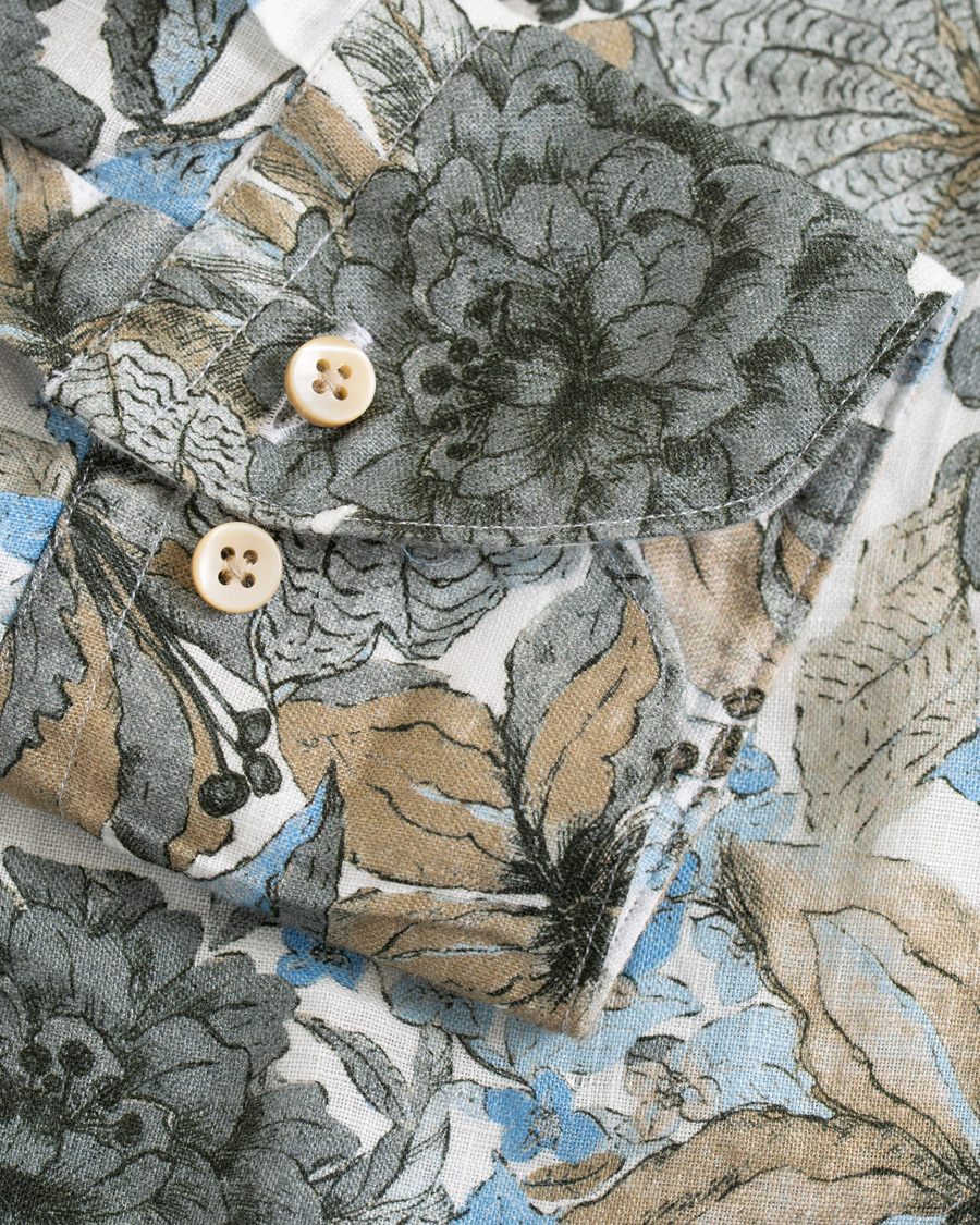 Homme | Chemises | Stenströms | Slimline Printed Flower Shirt White