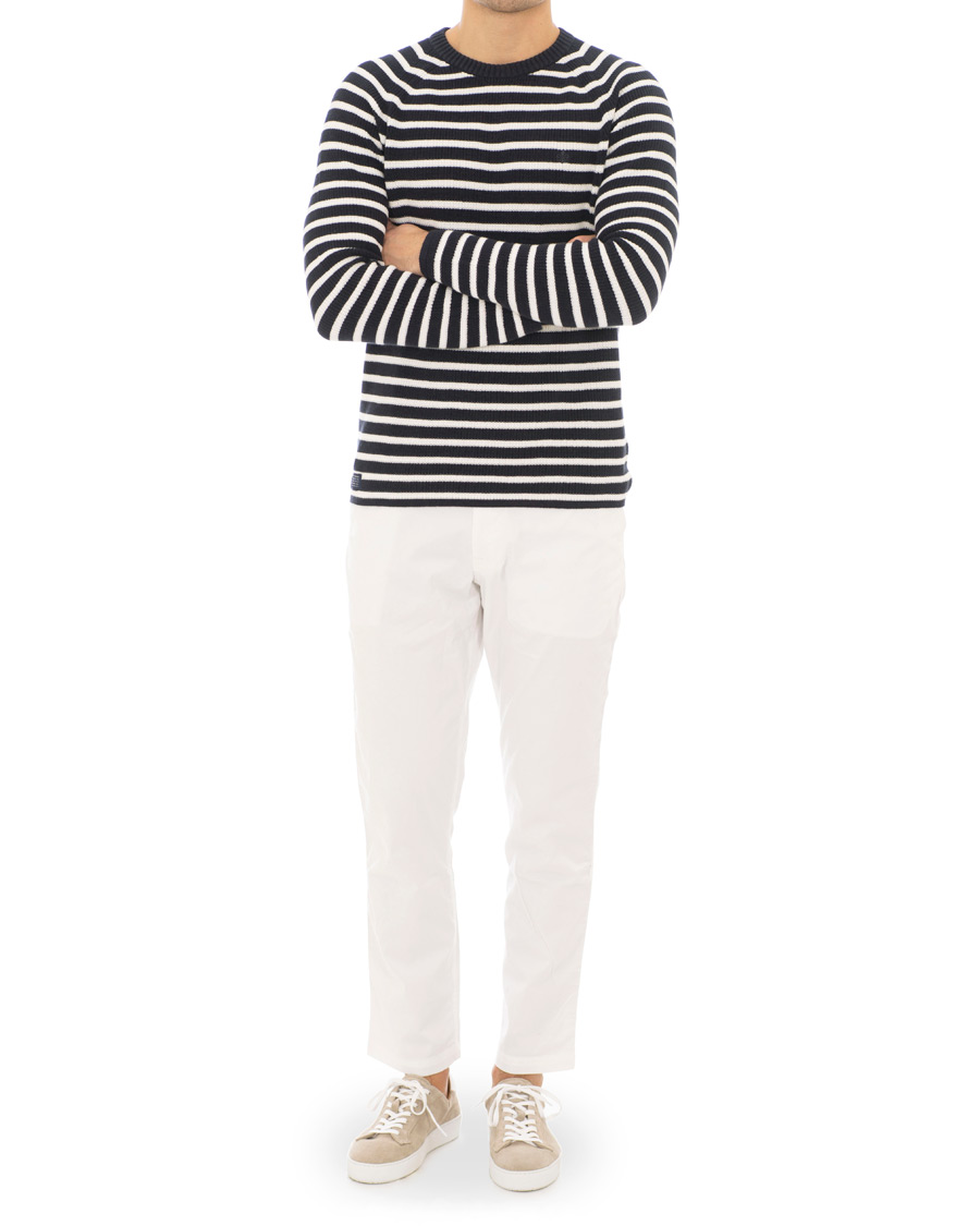 Homme | Pulls Et Tricots | Morris | Calton Stripe O-Neck White/Navy