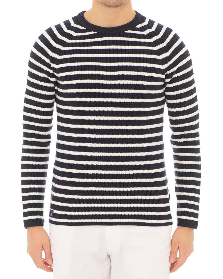 Homme | Pulls Et Tricots | Morris | Calton Stripe O-Neck White/Navy