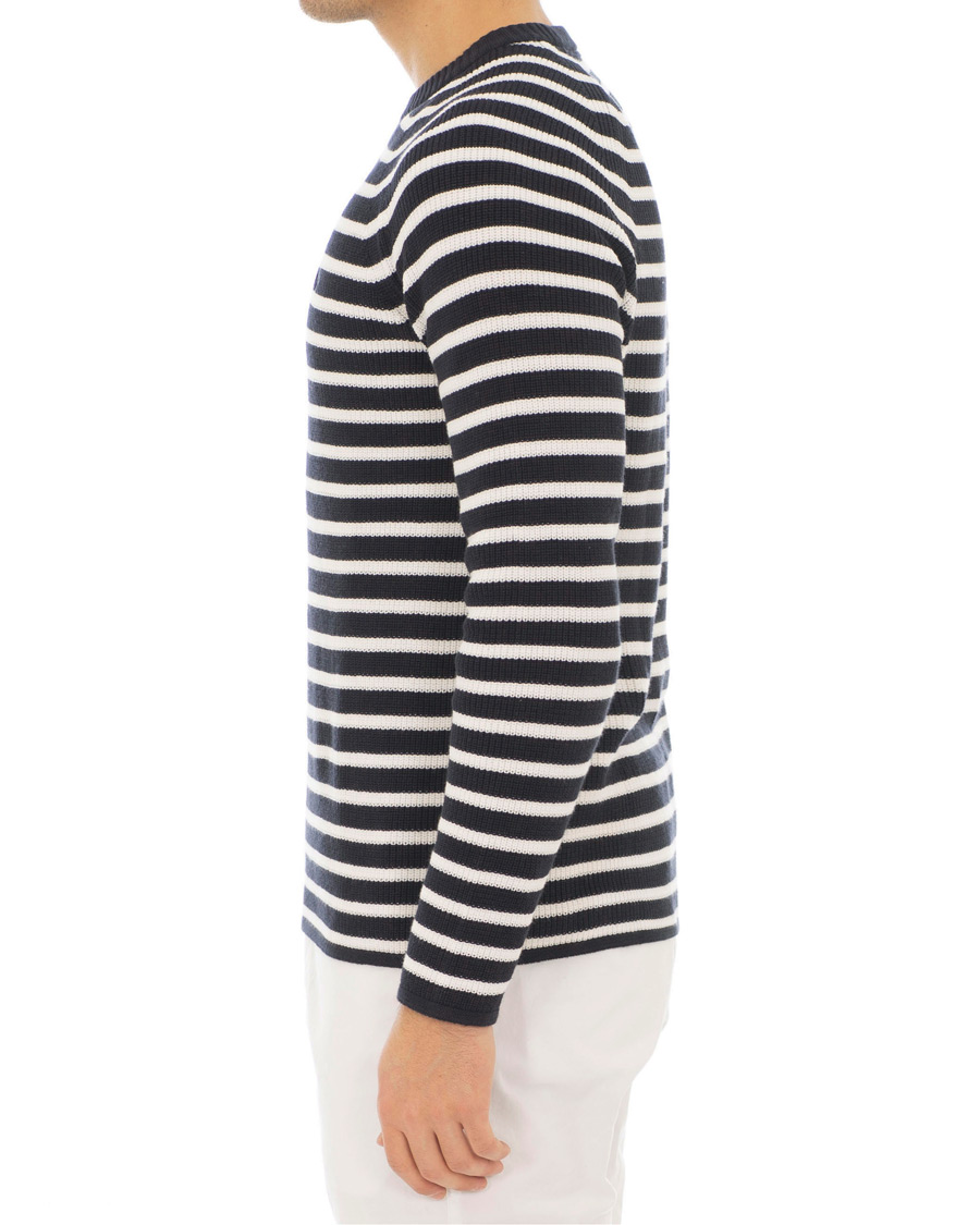 Homme | Pulls Et Tricots | Morris | Calton Stripe O-Neck White/Navy