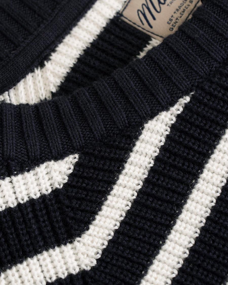 Homme | Pulls Et Tricots | Morris | Calton Stripe O-Neck White/Navy