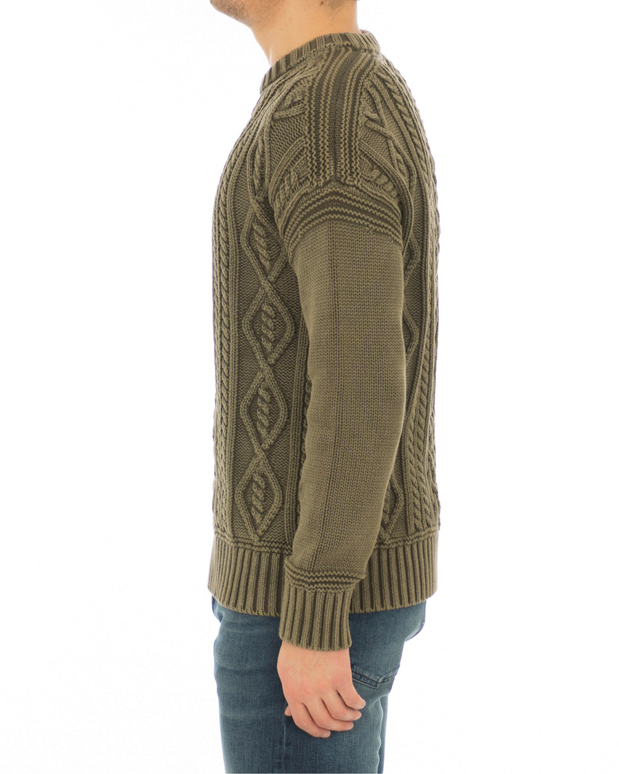 Homme | Pulls Et Tricots | Morris | Cleve Cable O-Neck Washed Olive