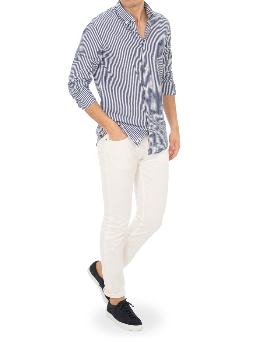 Homme | Chemises | Morris | Nolan Stripe Button Down Shirt White/Navy