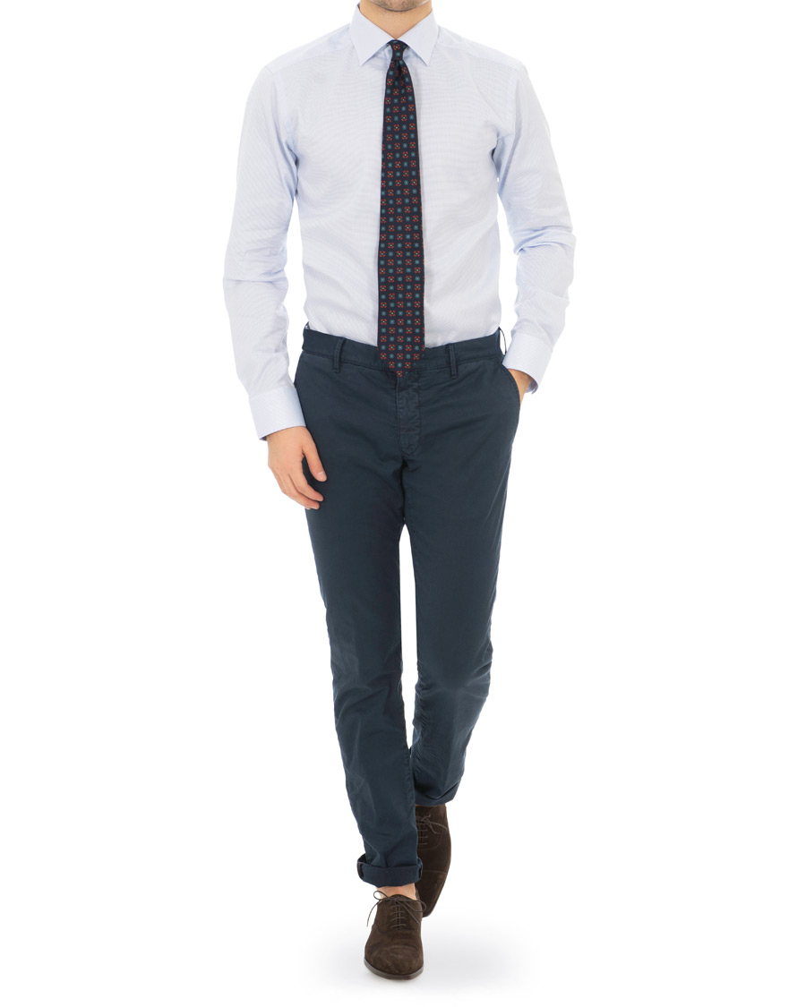 Homme | Chemises | Eton | Slim Fit Micro Pattern Cutaway Shirt Light Blue