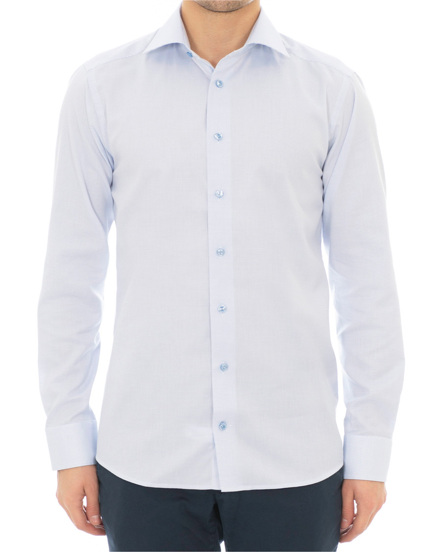 Homme | Chemises | Eton | Slim Fit Micro Pattern Cutaway Shirt Light Blue