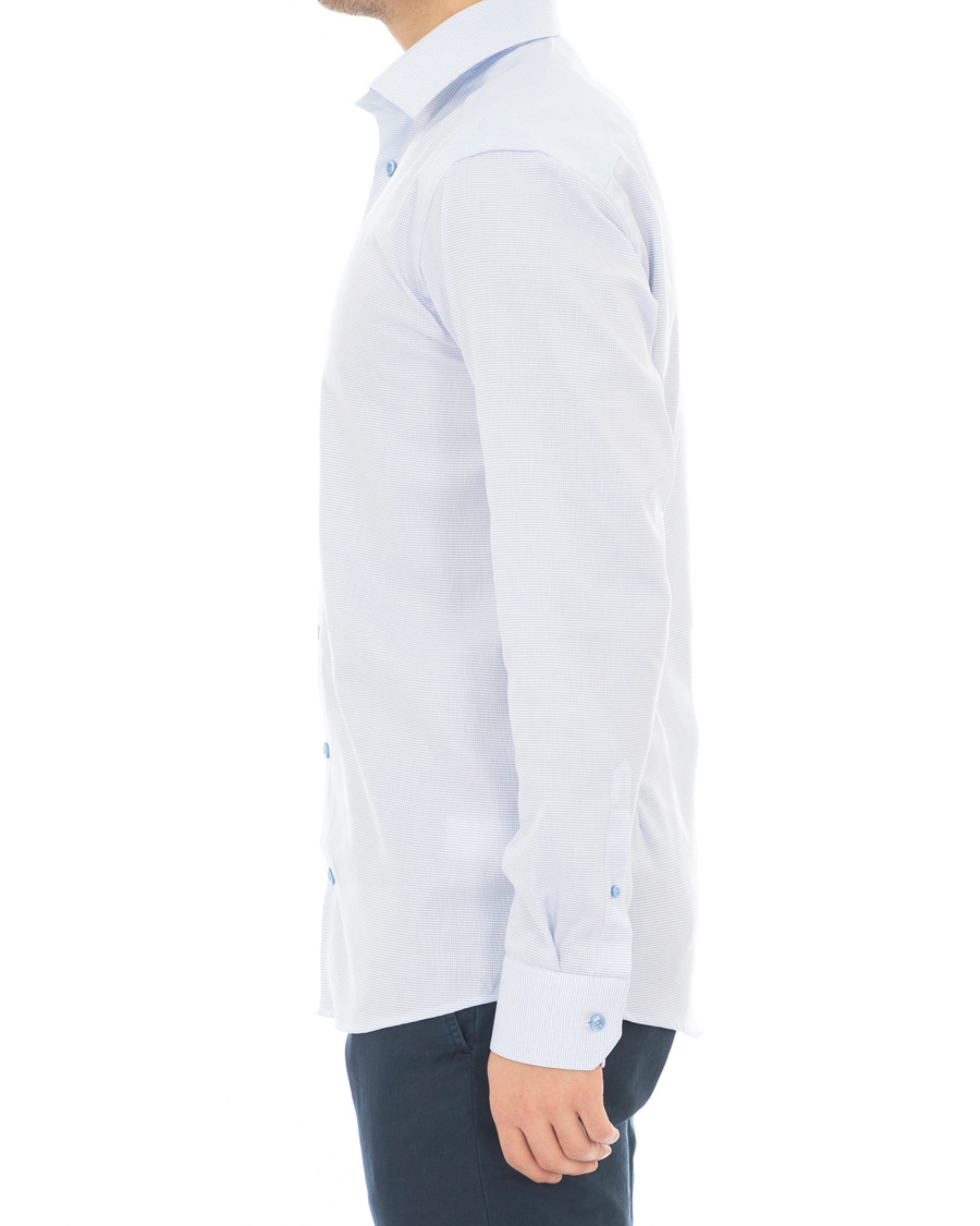 Homme | Chemises | Eton | Slim Fit Micro Pattern Cutaway Shirt Light Blue