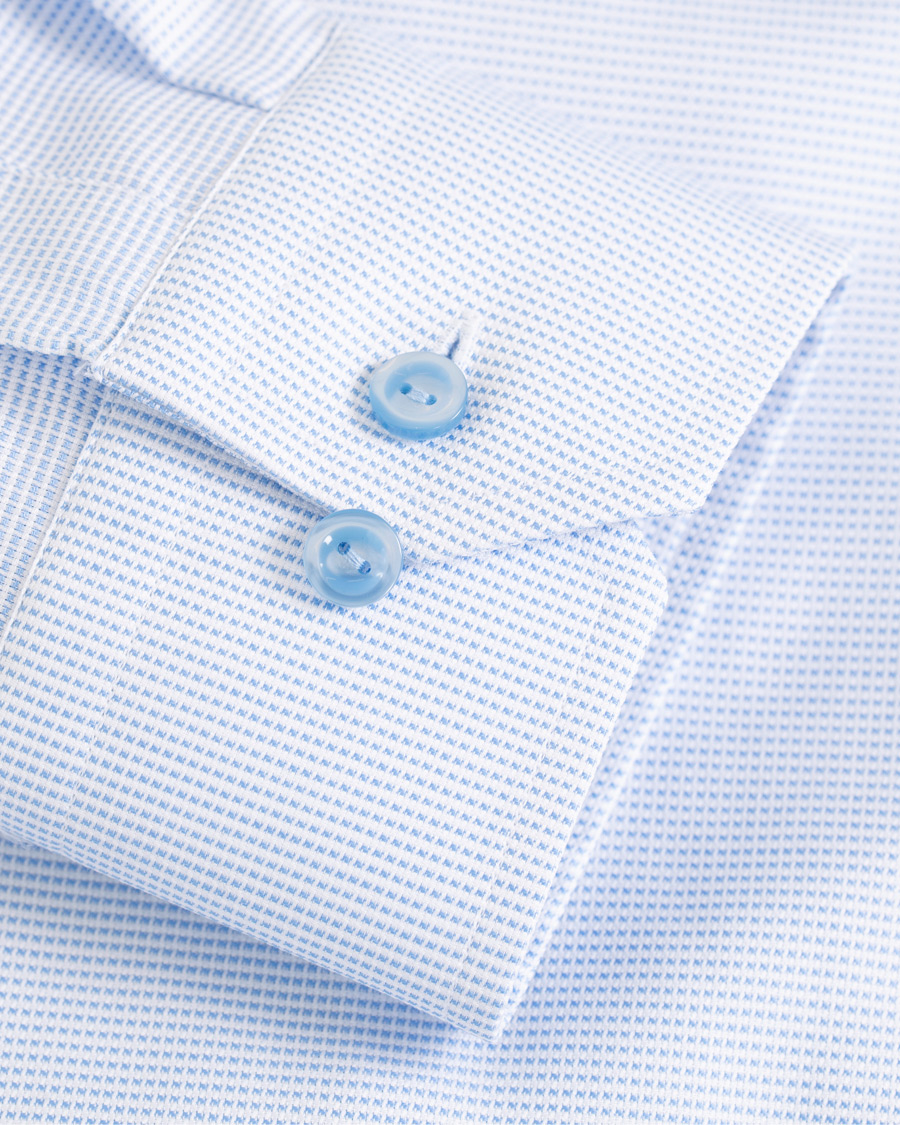 Homme | Chemises | Eton | Slim Fit Micro Pattern Cutaway Shirt Light Blue