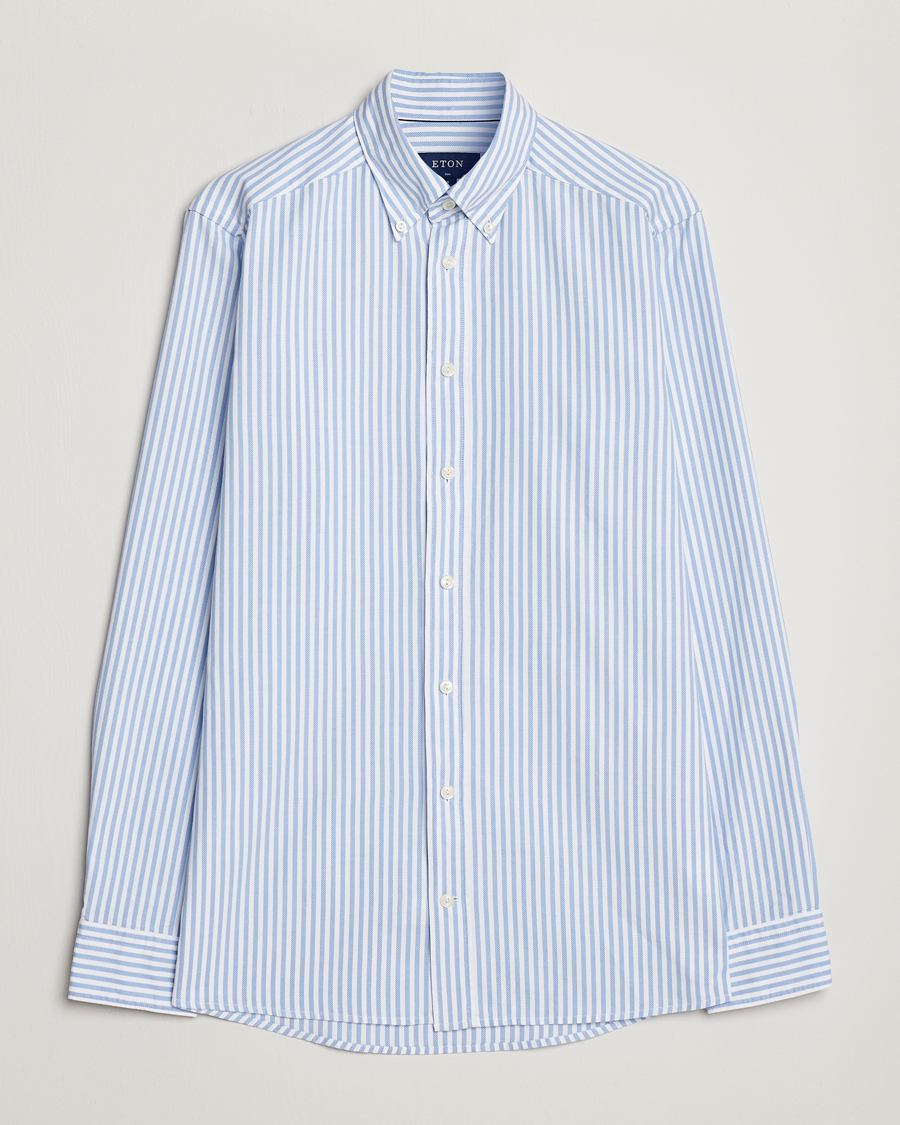 Homme | Chemises | Eton | Slim Fit Royal Oxford Stripe Button Down Light Blue