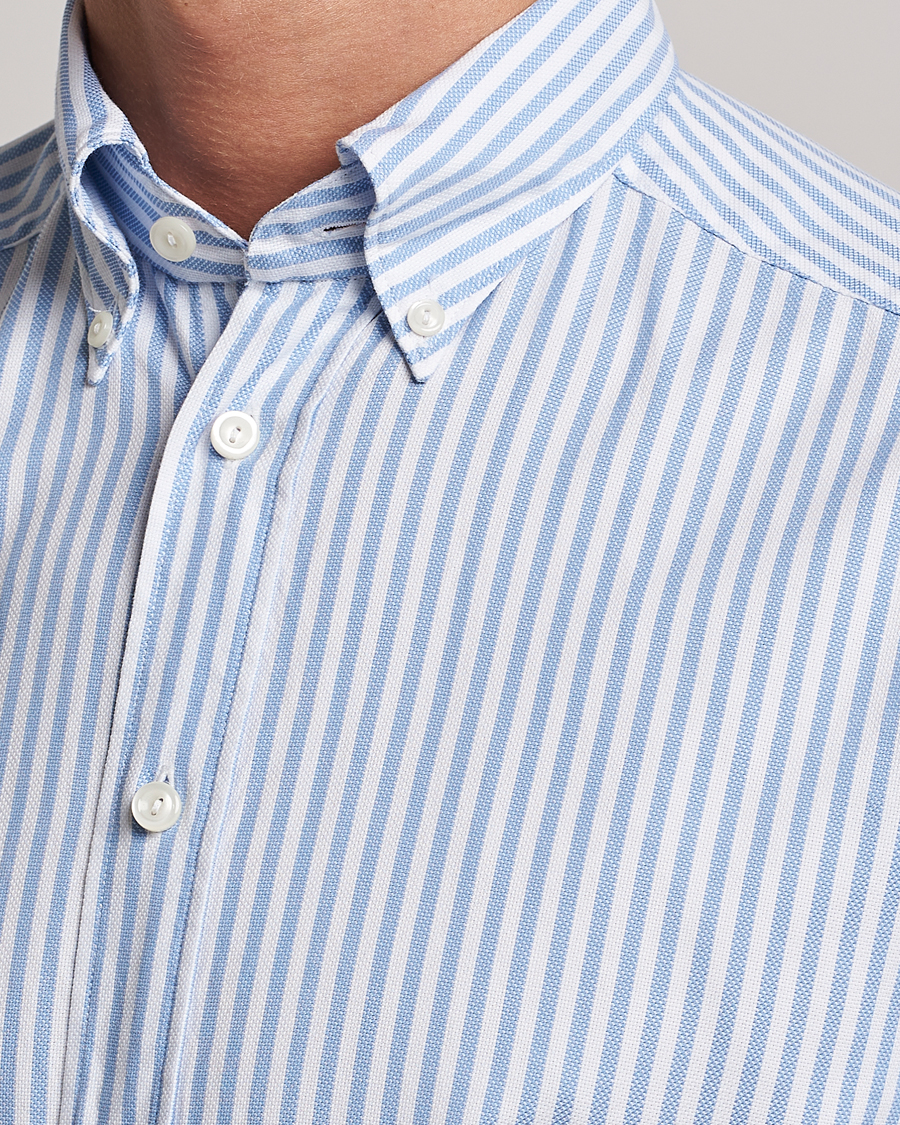 Homme | Chemises | Eton | Slim Fit Royal Oxford Stripe Button Down Light Blue