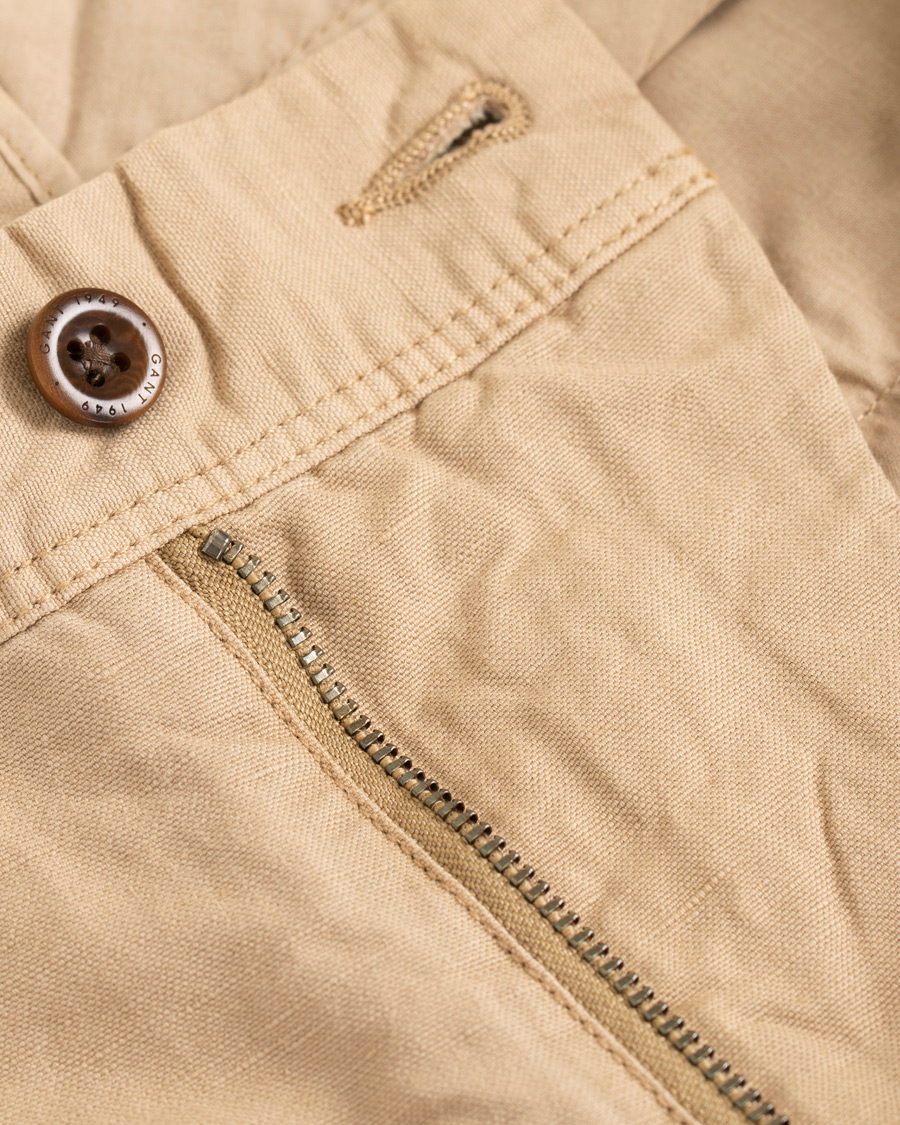 Homme | Shorts | GANT | Cotton/Linen Shorts Dark Khaki