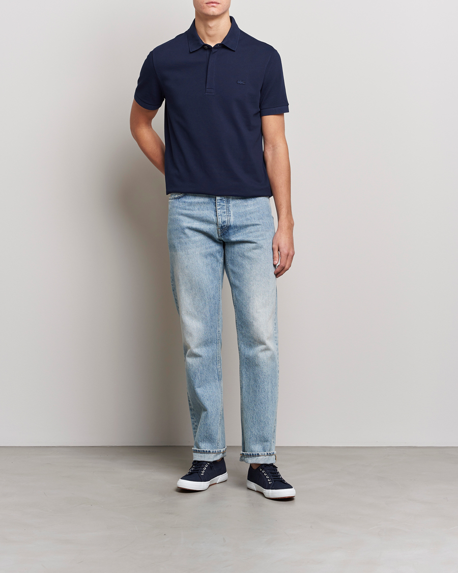 Homme | Polos | Lacoste | Regular Fit Tonal Crocodile Poloshirt Navy Blue